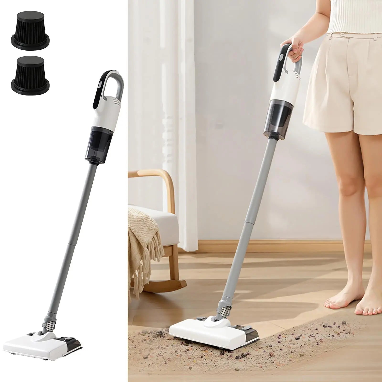 Cordless Vacuum Cleaner, 2-In-1 Handheld Stick Vac with Mop Function, Powerful Suction for Hardwood Floors & Carpets, Rechargeable Indoor Recreation Tool