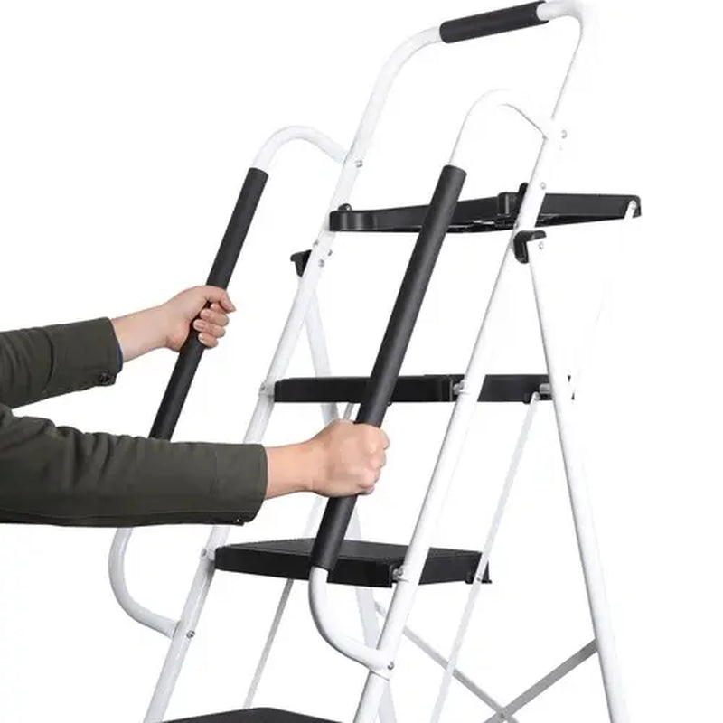 5/4/3 Step Ladder Folding Steel Step Stoo W/Non-Slip Wide Pedal and Tool Tray,Summerwins