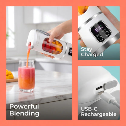 Portable 15.22 Oz USB Rechargeable Personal Blender with LED Display, Made from Durable ABS Material, Ideal for Smoothies and Juices, Essential for Home Kitchens - Summer Sale Offer