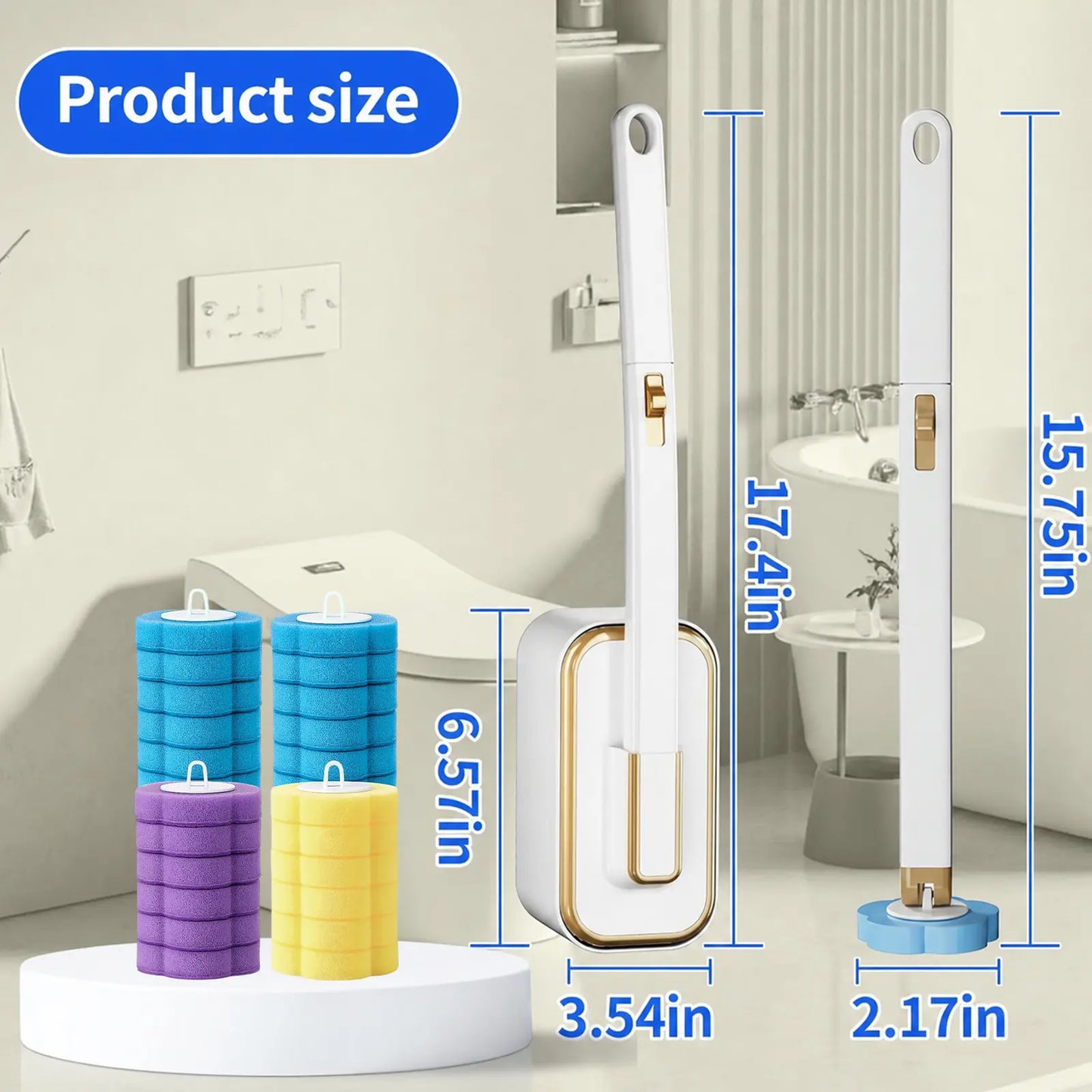 Disposable Toilet Brush, Portable Wall-Mount Wand Set, 24PCS Cleaner Refills, Versatile Scrub Tool for Toilet, Basin, Bathtub & Urinal, Daily Household Cleaning Supplies