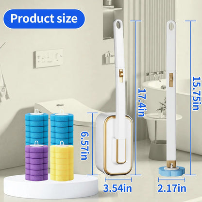 Disposable Toilet Brush, Portable Wall-Mount Wand Set, 24PCS Cleaner Refills, Versatile Scrub Tool for Toilet, Basin, Bathtub & Urinal, Daily Household Cleaning Supplies