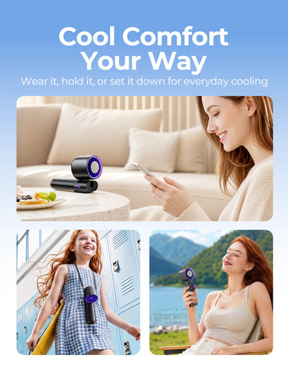 199-Level Adjustable Handheld Fan - Foldable and Portable Airflow Enhancer with Automatic Settings for Summer Travel and Outdoor Use