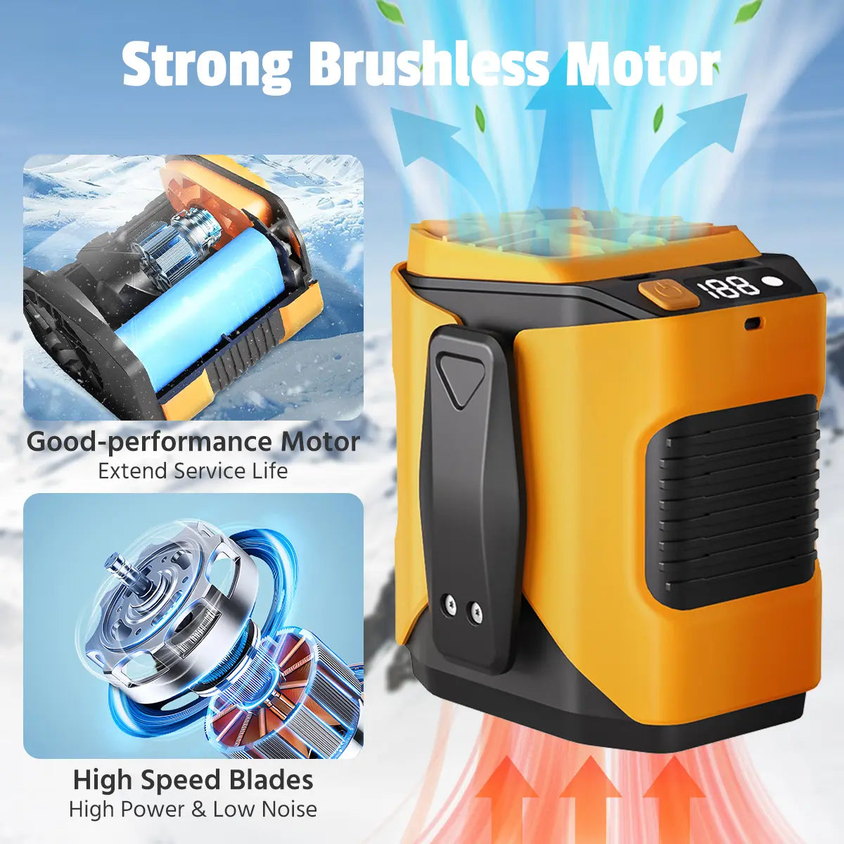 Portable Waist Clip Fan, Rechargeable 5000 Mah Cool Clip Fan, under Shirt Belt Waist Fan with Flashlight & Power Display, Personal Fan for Outdoor, Camping, Jobsite, Travel & Indoor Use