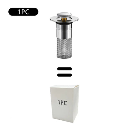 Bathroom Sink Drain Strainer, Pop up Sink Drain Strain, Bathroom Sink Stopper with Removable Stainless Steel, Filter Basket Hair Catcher Hair Catcher