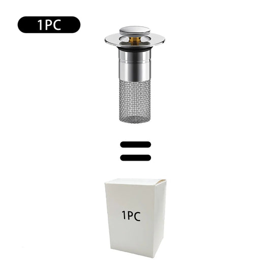 Bathroom Sink Drain Strainer, Pop up Sink Drain Strain, Bathroom Sink Stopper with Removable Stainless Steel, Filter Basket Hair Catcher Hair Catcher