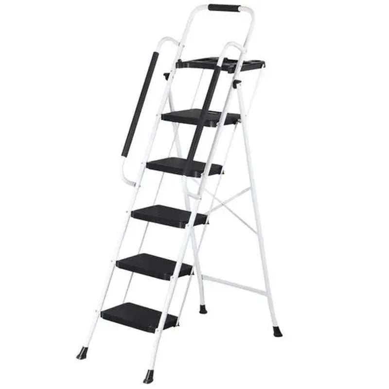 5/4/3 Step Ladder Folding Steel Step Stoo W/Non-Slip Wide Pedal and Tool Tray,Summerwins