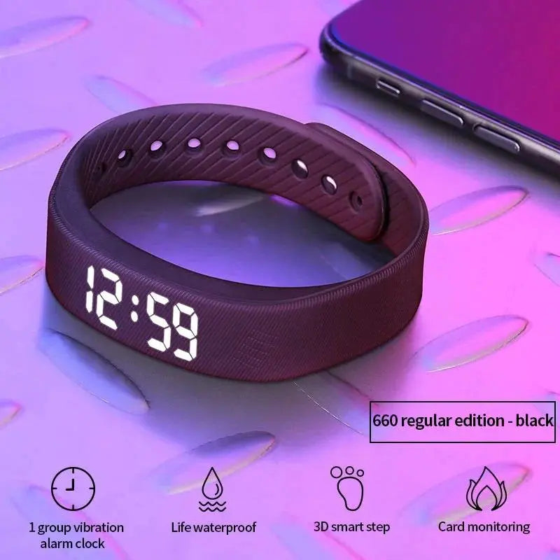 Smart Bracelet Vibration Alarm Clock Reminder Sleep Monitoring 24 Hours Pedometer Rechargeable Bracelet