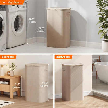 Lifewit Modern Large Laundry Hamper (110L/150L/170L/190L) with Lid, Plastic Handles & Removable Bag, Foldable Tall Basket for Laundry Room, Bedroom, Home Supplies, Laundry Hampers