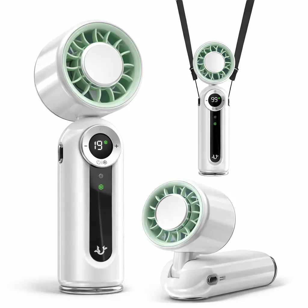 199-Level Adjustable Handheld Fan - Foldable and Portable Airflow Enhancer with Automatic Settings for Summer Travel and Outdoor Use