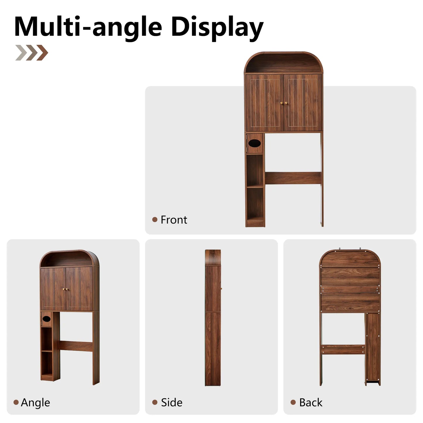Giratree Arched over the Toilet Storage Cabinet - 67" Tall Bathroom above Toilet Organizer with Vertical Grooved Doors & Tissue Drawer - Freestanding Space Saver Rack, Anti-Toppling