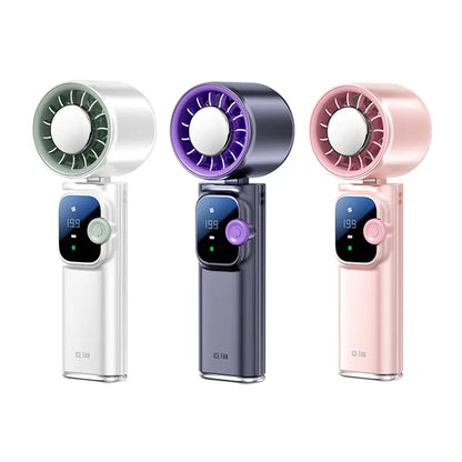 199-Level Adjustable Handheld Fan - Foldable and Portable Airflow Enhancer with Automatic Settings for Summer Travel and Outdoor Use