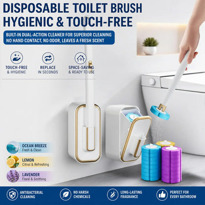 Disposable Toilet Brush, Portable Wall-Mount Wand Set, 24PCS Cleaner Refills, Versatile Scrub Tool for Toilet, Basin, Bathtub & Urinal, Daily Household Cleaning Supplies