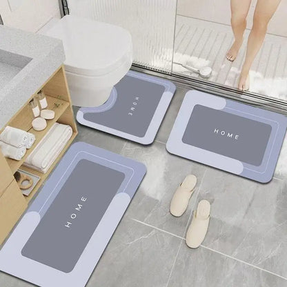Quick Drying & Water Absorbent Bathroom Rugs 3 Piece, Anti-Slip Rubber Back Bath Mats, U Contour Toilet Rug, Sturdy Floor Mats for Shower, Tub, Bathroom and Kitchen