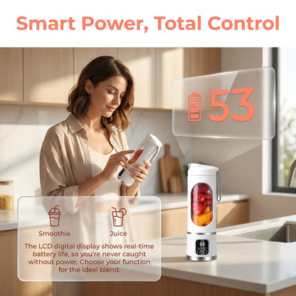 Portable 15.22 Oz USB Rechargeable Personal Blender with LED Display, Made from Durable ABS Material, Ideal for Smoothies and Juices, Essential for Home Kitchens - Summer Sale Offer