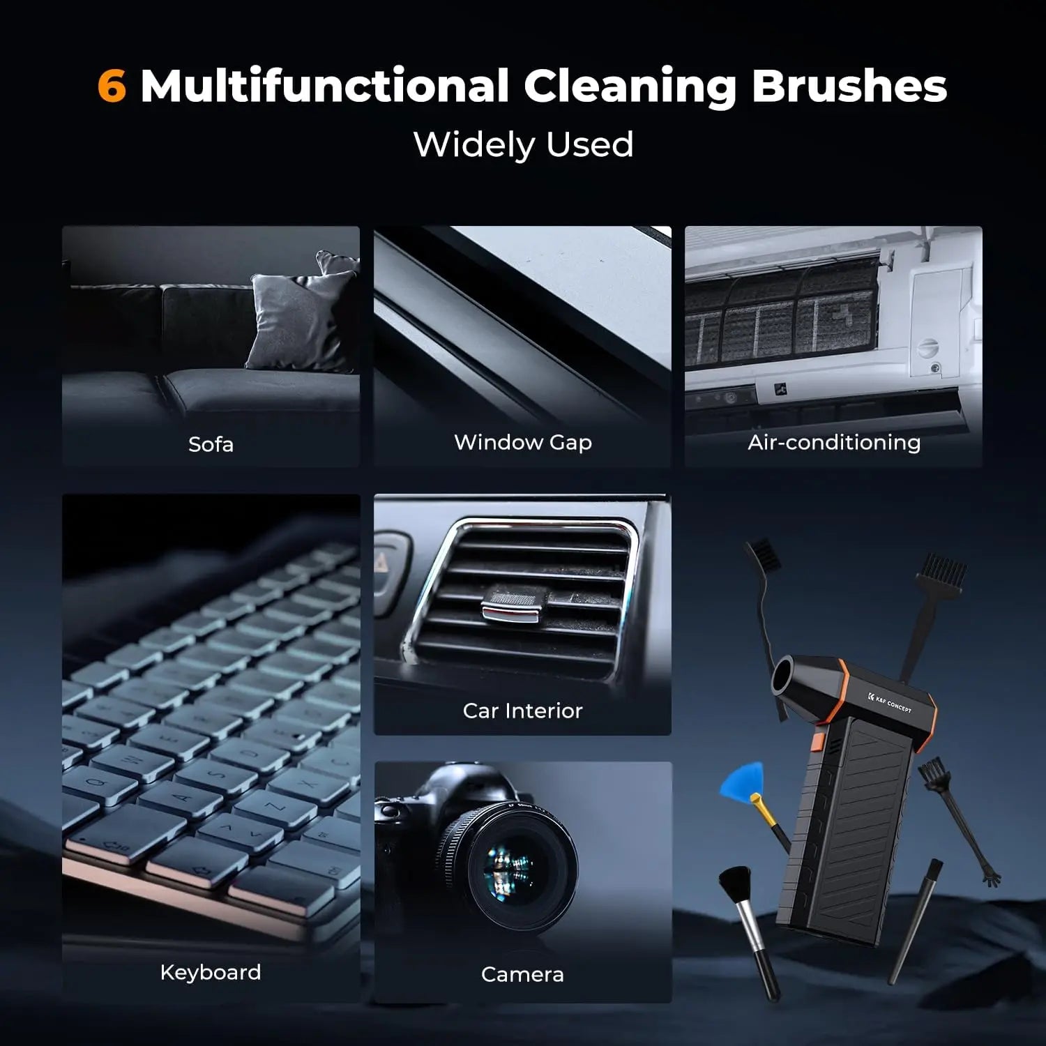 【Dealsforyoudays】K&F Concept 2-In-1 Magnetic Compressed Air Duster, Electric Air Duster | 300000RPM Vacuum Cleaner | 3 Gear | Super Wind Power | Rechargeable Brushless Motor | for Computer, Keyboard, Car, Home,Outdoor Cleaning