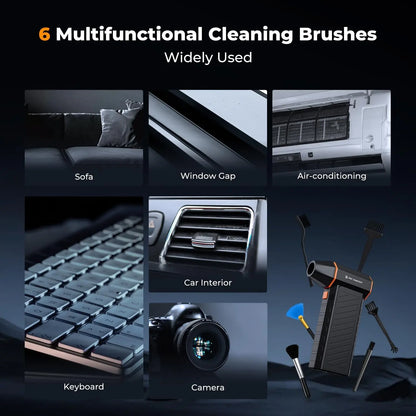 【Dealsforyoudays】K&F Concept 2-In-1 Magnetic Compressed Air Duster, Electric Air Duster | 300000RPM Vacuum Cleaner | 3 Gear | Super Wind Power | Rechargeable Brushless Motor | for Computer, Keyboard, Car, Home,Outdoor Cleaning