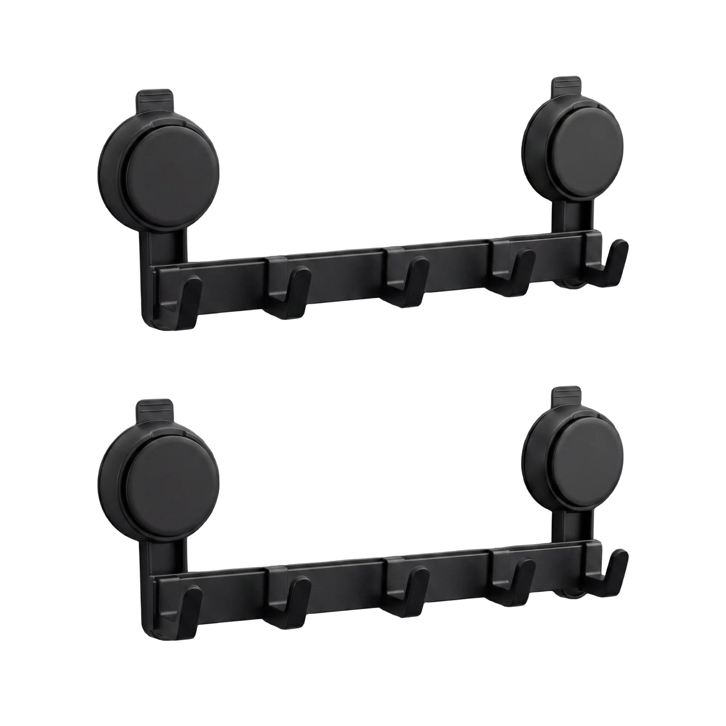 No-Drill 5-Hook Suction Lock Bars Bathroom Towel Rack, Renters-Friendly Damage-Free Shower Wall Hanger, Heavy-Duty Waterproof Rustproof Vacuum Grip Organizer for Towels/Robes on Smooth Tile/Glass Surfaces