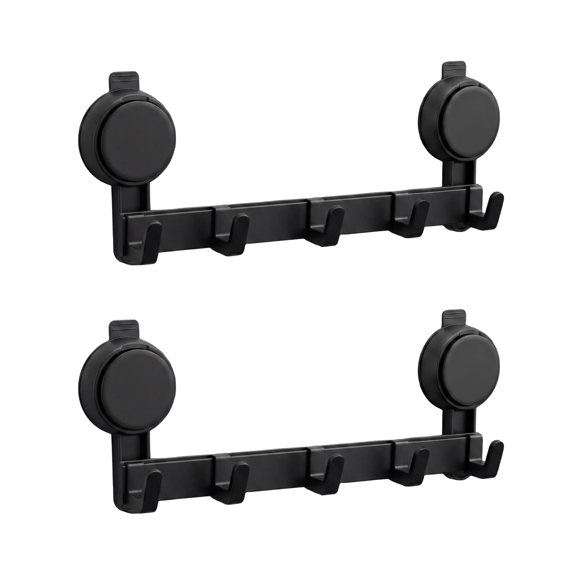 No-Drill 5-Hook Suction Lock Bars Bathroom Towel Rack, Renters-Friendly Damage-Free Shower Wall Hanger, Heavy-Duty Waterproof Rustproof Vacuum Grip Organizer for Towels/Robes on Smooth Tile/Glass Surfaces
