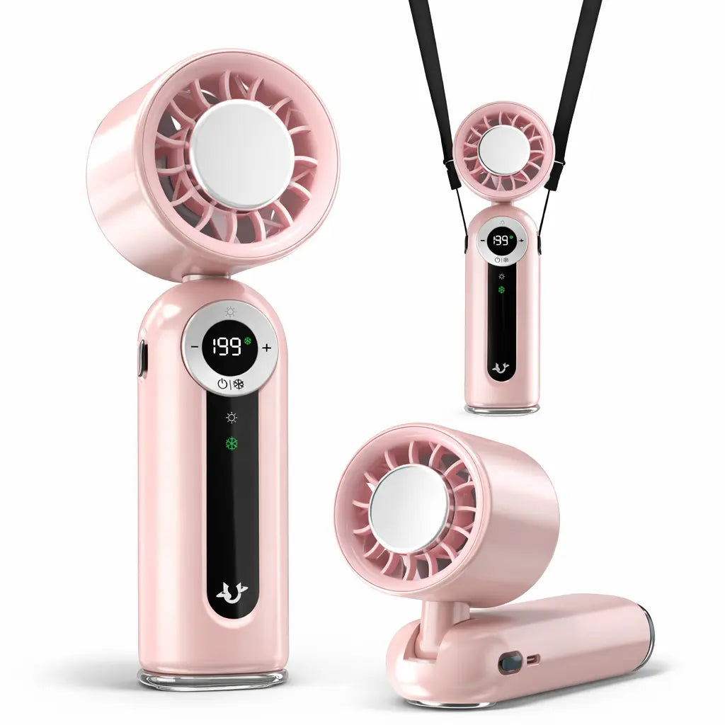 199-Level Adjustable Handheld Fan - Foldable and Portable Airflow Enhancer with Automatic Settings for Summer Travel and Outdoor Use