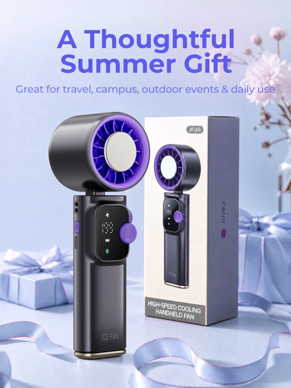 199-Level Adjustable Handheld Fan - Foldable and Portable Airflow Enhancer with Automatic Settings for Summer Travel and Outdoor Use