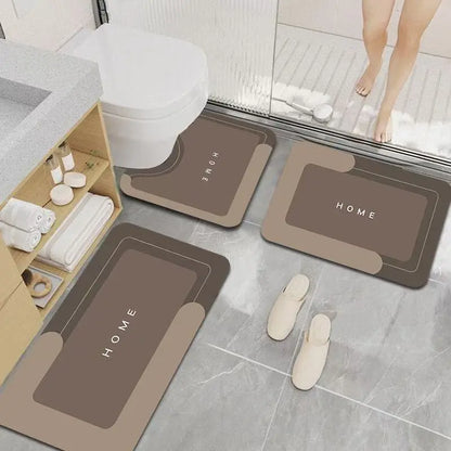 Quick Drying & Water Absorbent Bathroom Rugs 3 Piece, Anti-Slip Rubber Back Bath Mats, U Contour Toilet Rug, Sturdy Floor Mats for Shower, Tub, Bathroom and Kitchen