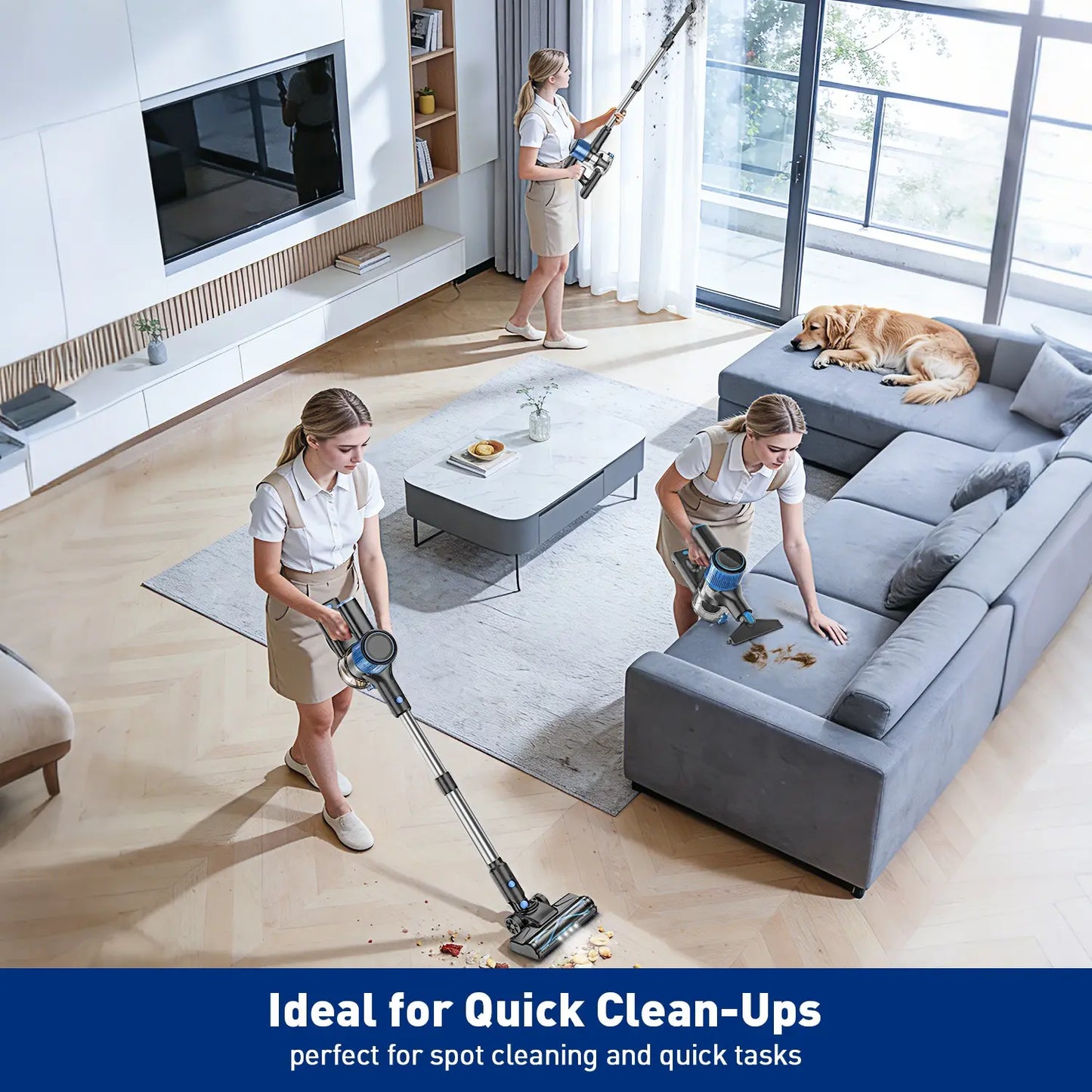 Cordless Vacuum Cleaner, 3 Cleaning Modes, Anti-Tangle Design, 1.5L Dust Cup, Lightweight & Portable Vacuum Cleaner for Hard Floors, Carpets, Pet Hair & Cars #GLOBAL PICKS