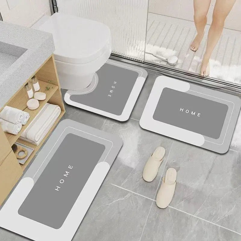 Quick Drying & Water Absorbent Bathroom Rugs 3 Piece, Anti-Slip Rubber Back Bath Mats, U Contour Toilet Rug, Sturdy Floor Mats for Shower, Tub, Bathroom and Kitchen