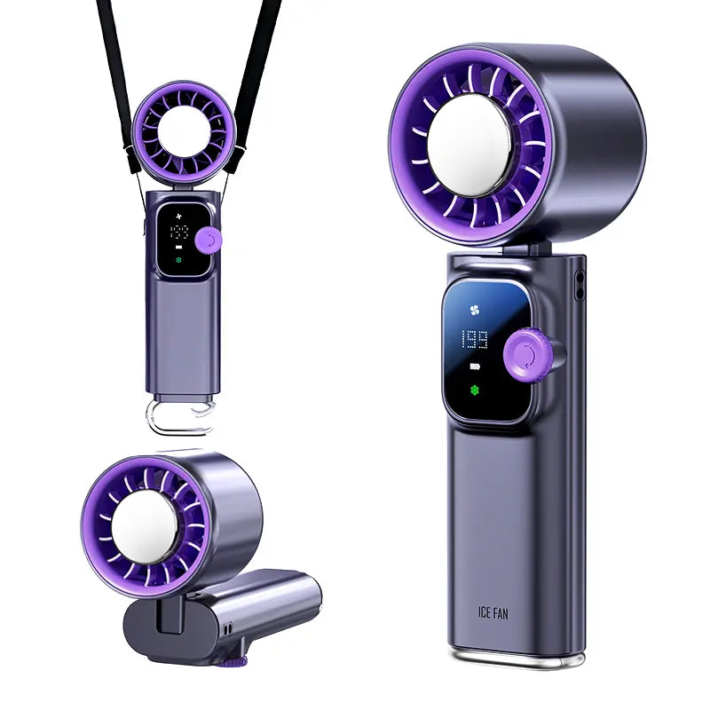 199-Level Adjustable Handheld Fan - Foldable and Portable Airflow Enhancer with Automatic Settings for Summer Travel and Outdoor Use