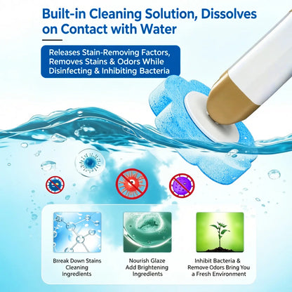 Disposable Toilet Brush, Portable Wall-Mount Wand Set, 24PCS Cleaner Refills, Versatile Scrub Tool for Toilet, Basin, Bathtub & Urinal, Daily Household Cleaning Supplies