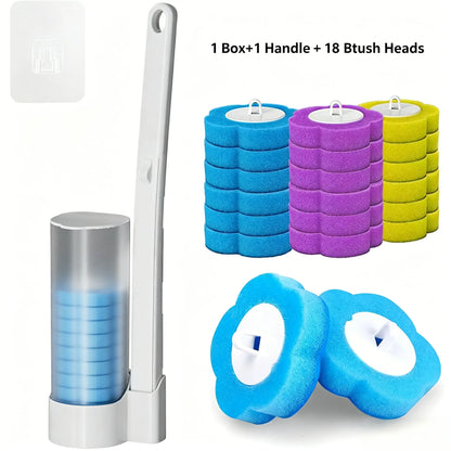 Disposable Toilet Brush, Portable Wall-Mount Wand Set, 24PCS Cleaner Refills, Versatile Scrub Tool for Toilet, Basin, Bathtub & Urinal, Daily Household Cleaning Supplies
