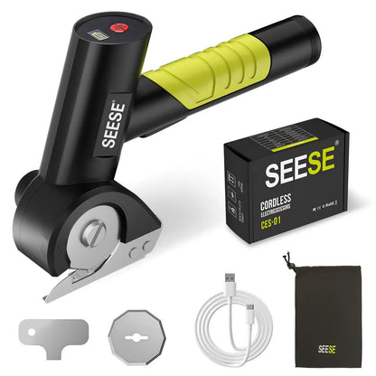 SEESE Cordless Electric Scissors - Rechargeable Cutter for Thin Cardboard, Carpet, and Leather Ideal for Holiday Gifting