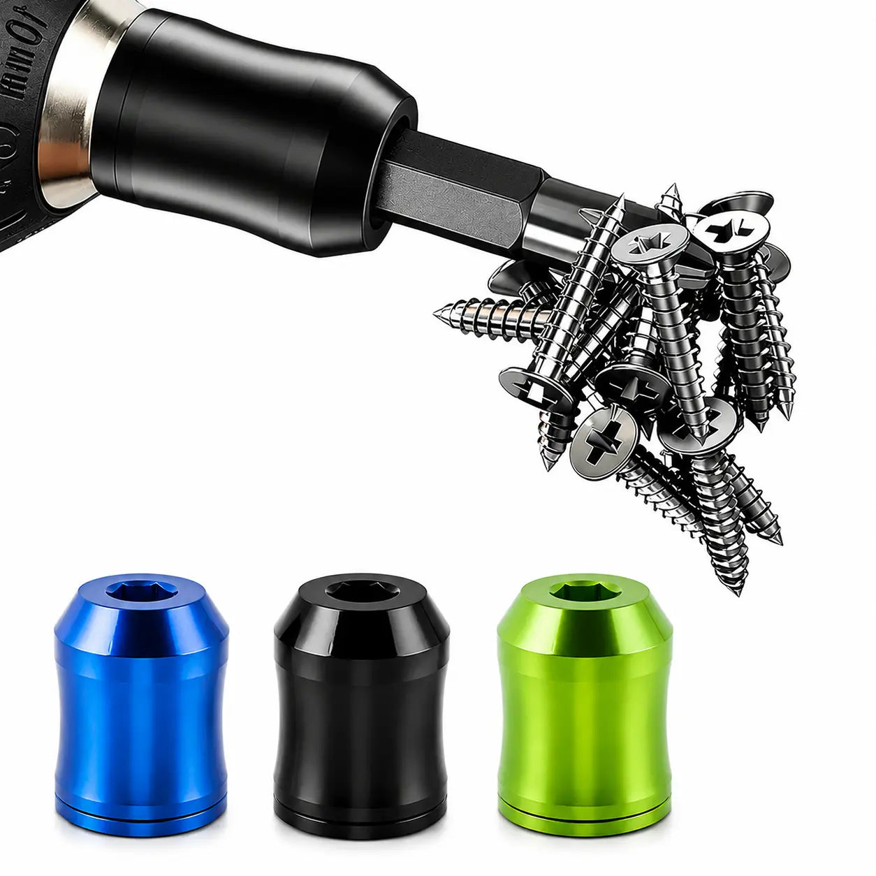 3-Piece Magnetic Screwdriver Head Ring Set, Removable Tool for Drills | Universal Hex Bit Holder for Screwdrivers & Power Bits | Alloy Screw Holder for DIY Repairs