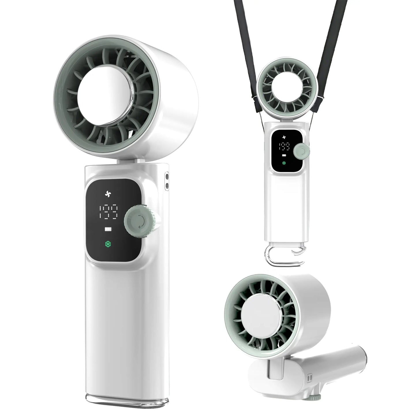 199-Level Adjustable Handheld Fan - Foldable and Portable Airflow Enhancer with Automatic Settings for Summer Travel and Outdoor Use