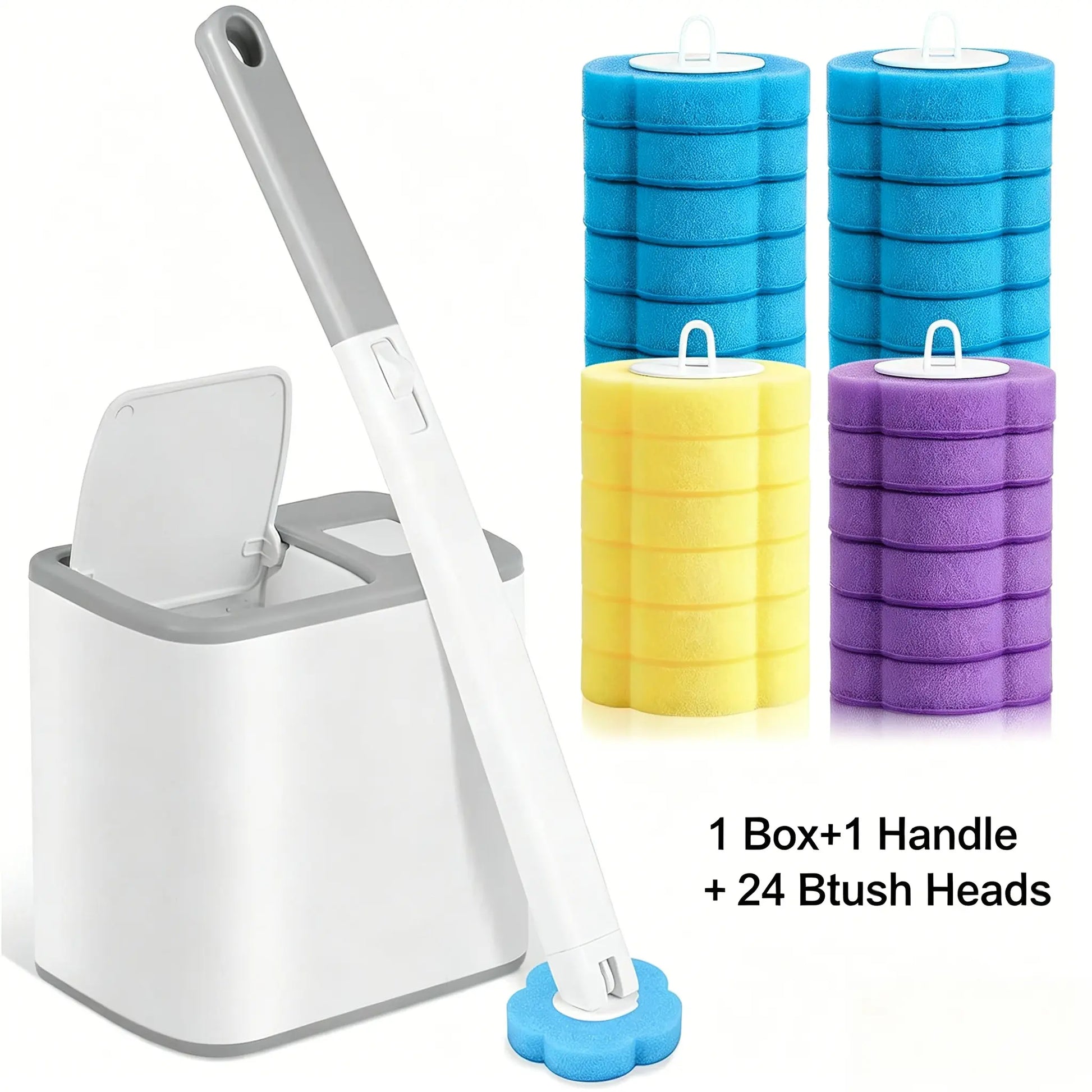 Disposable Toilet Brush, Portable Wall-Mount Wand Set, 24PCS Cleaner Refills, Versatile Scrub Tool for Toilet, Basin, Bathtub & Urinal, Daily Household Cleaning Supplies
