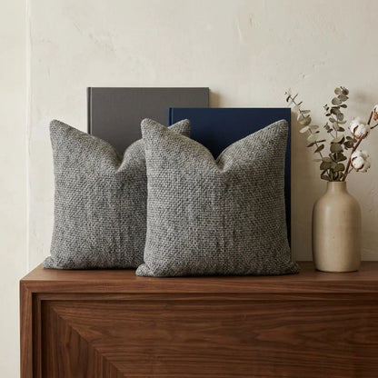 2 Pack 18*18In Linen Throw Pillow Covers, Soft Neutral Square Decorative Cushion Cases, Solid Beige off White Camel Gray, Farmhouse Sofa Couch Bedroom Decor Pillowcases without Inserts