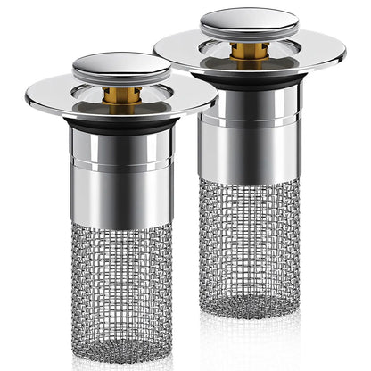 Bathroom Sink Drain Strainer, Pop up Sink Drain Strain, Bathroom Sink Stopper with Removable Stainless Steel, Filter Basket Hair Catcher Hair Catcher