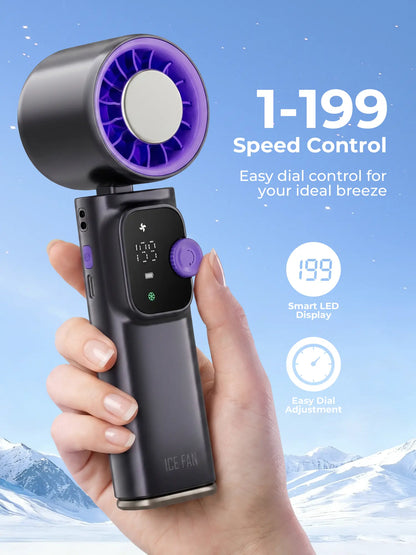 199-Level Adjustable Handheld Fan - Foldable and Portable Airflow Enhancer with Automatic Settings for Summer Travel and Outdoor Use