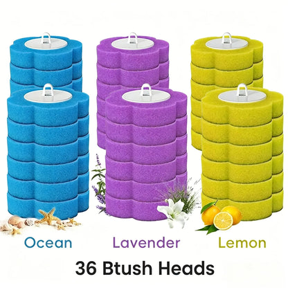 Disposable Toilet Brush, Portable Wall-Mount Wand Set, 24PCS Cleaner Refills, Versatile Scrub Tool for Toilet, Basin, Bathtub & Urinal, Daily Household Cleaning Supplies