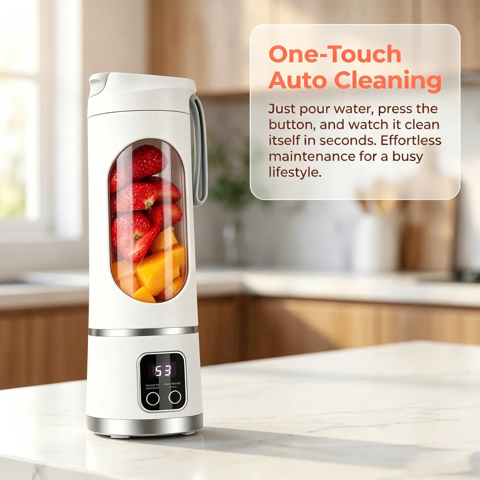 Portable 15.22 Oz USB Rechargeable Personal Blender with LED Display, Made from Durable ABS Material, Ideal for Smoothies and Juices, Essential for Home Kitchens - Summer Sale Offer